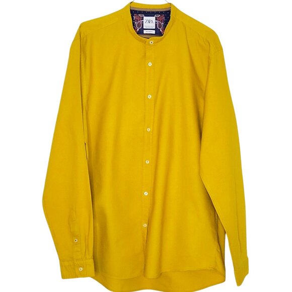 Zara Men Mustard Gold Shirt Size XL Button Up - Picture 1 of 6